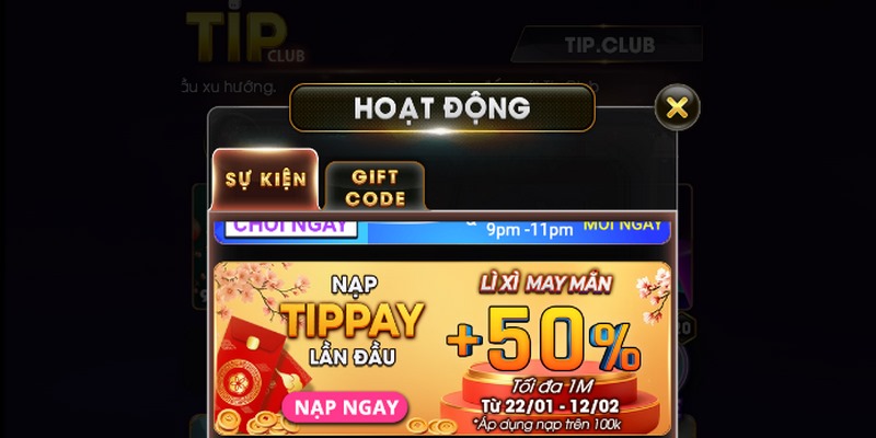 Khuyến mãi thưởng làm nhiệm vụ TIPCLUB hàng ngày