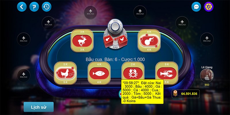 Đặt cược vào cửa hay xuất hiện trong game mini bầu cua 