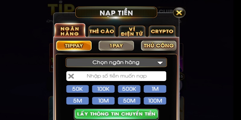 Các bước thực hiện nạp rút tiền TIPCLUB vô cùng nhanh chóng và dễ dàng